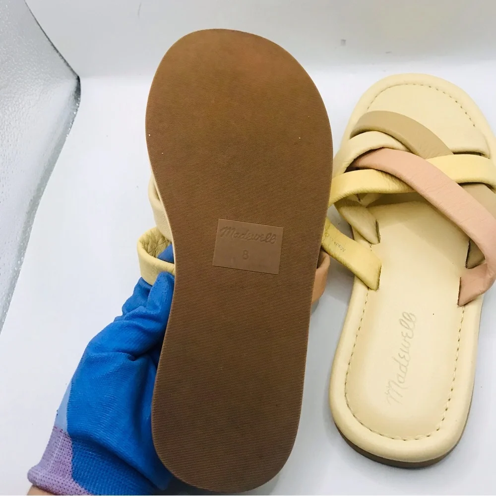 Madewell‎ ComfortSlide Women's Cream & Pink Woven Slide Sandals